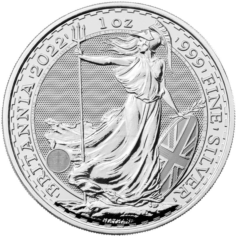 Серебряная инвестиционная монета Британия (Елизавета II),  31.1 г чистого серебра (Проба 0,999)